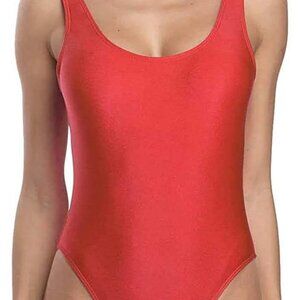 Women's Retro High Cut Low Back Swimsuit Nylon Padded One Piece Bathing Suit
